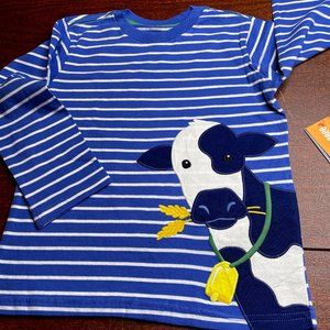 NWT 8 o 7 Gymboree applique Cow Farming friends striped shirt top barn birthday